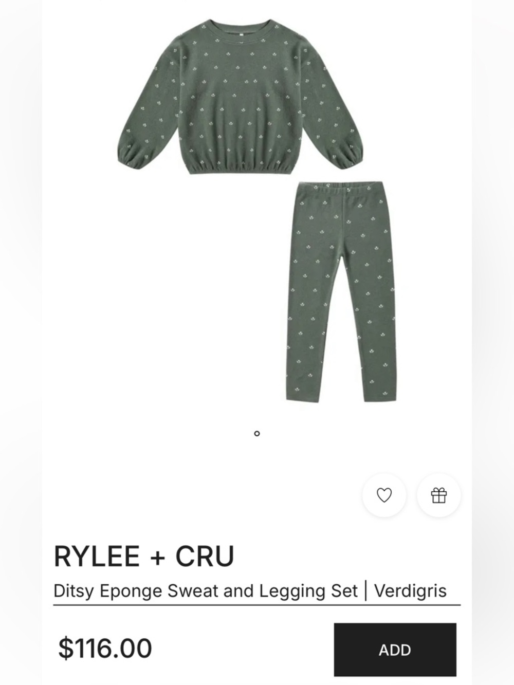 Rylee + Cru Evergreen Ditsy Spongey Knit Set